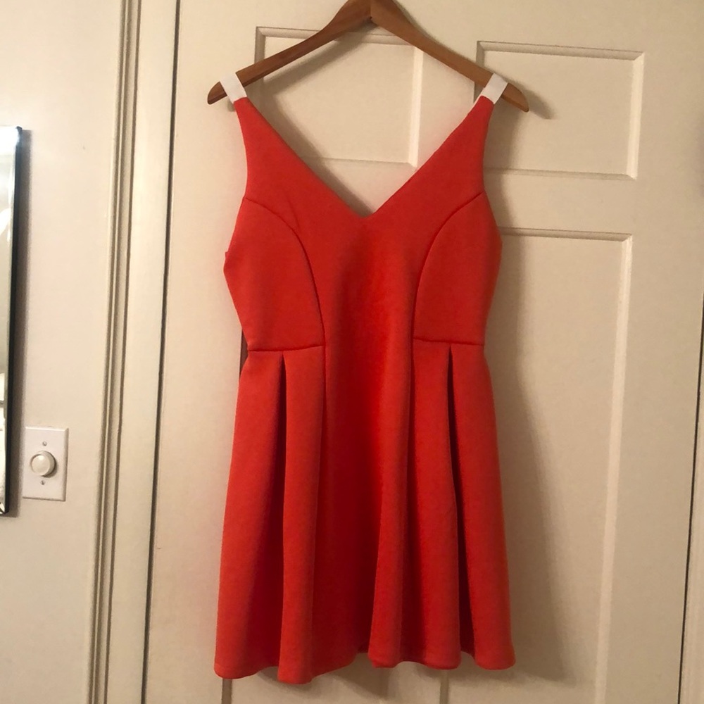 Red/orange asos scuba skater dress